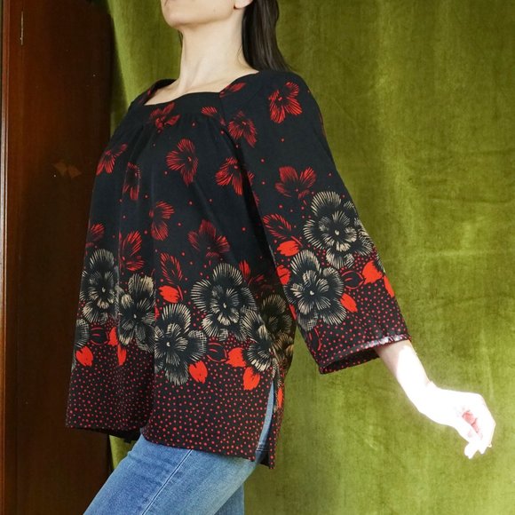 Vintage Loose Fit Floral Top, Large - Picture 3 of 14